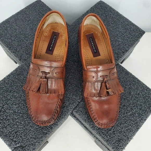 Florsheim Men PISA Moc Toe Tassel Loafers Size 9D Shoes Cognac - Picture 11 of 12